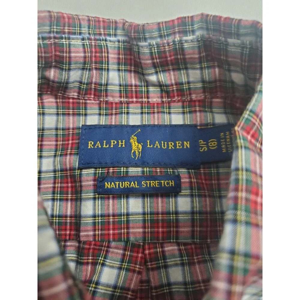 Ralph Lauren Boy's‎ Short Sleeve Button Casual Plaid Natural Fit Shirt, S (8)
